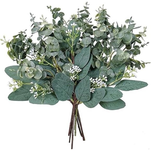 Mixed Eucalyptus Leaves Stems Bulk Artificial Eucalyptus Leaves Sprays Faux - Picture 7 of 7